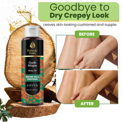 Botanic Rain huile corporelle ayurvédique absorption rapide, fini non gras après application.