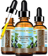Botanical Beauty Black Currant Seed Oil bottle with dropper for skin hydration