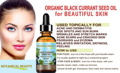 Botanical Beauty Black Currant Seed Oil applied to skin for a glow