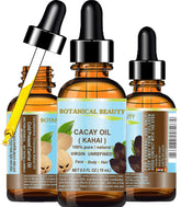 Botanical Beauty CACAY OIL bottle pour shows quick absorption for face and hair