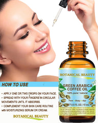 Application cheveux avec Botanical Beauty huile café vert Arabica pour longueurs