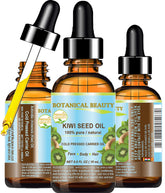 Botanical Beauty Kiwi Seed Oil bottle showing pure, vitamin-rich oil for skin hydration