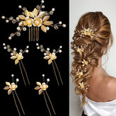 BOYIVI feuilles d'or et broches-cheveux sur un ensemble pour mariage, élégant et scintillant
