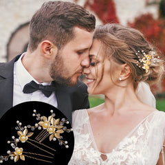 BOYIVI broches-cheveux dorées et fleurs en motif feuille pour style 1