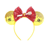 BPNHNA bandeau oreilles abeille, nœud rouge sequin, look festif et élégant.