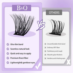B&Qaugen Lash Clusters B05 D Courbe, effet naturel et duveteux.