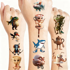 Tatouages éphémères Brainrot avec 60 motifs pour personnaliser votre espace.