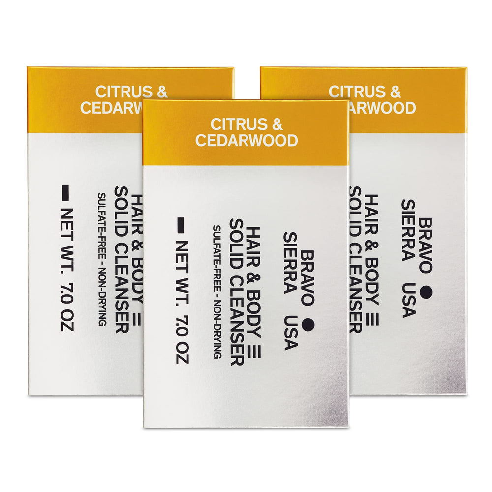 Barre solide Bravo Sierra Citrus-Cèdre – pack pratique pour voyage