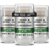 Bravo Sierra déodorant triple pack - emballage visible et prêt à l'emploi avec protection longue durée.