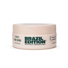 Masque BRAZIL EDITION dans sa bouteille, réparation rapide des cheveux.