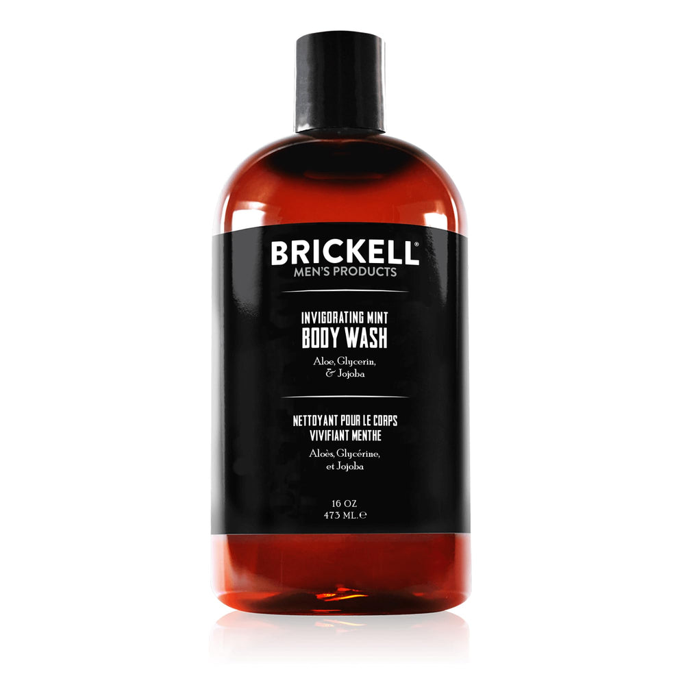 Gel douche Brickell pour hommes à la menthe en bouteille 16 oz, fraîcheur durable