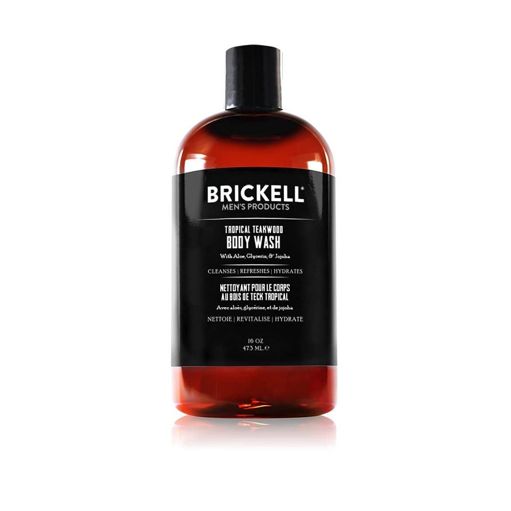 Gel douche énergisant Brickell pour hommes — bouteille, nettoyage en profondeur et fraîcheur durable.