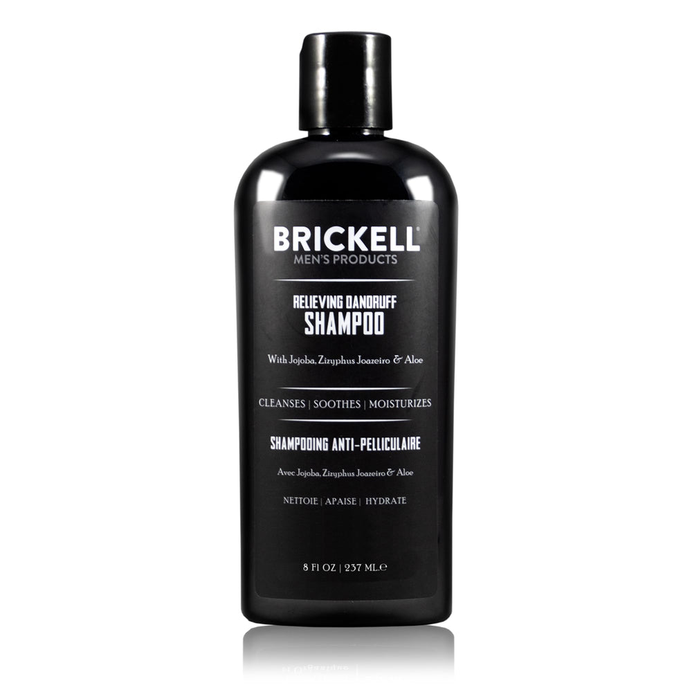 Brickell Men - bouteille du shampooing anti-pellicules apaise le cuir chevelu.