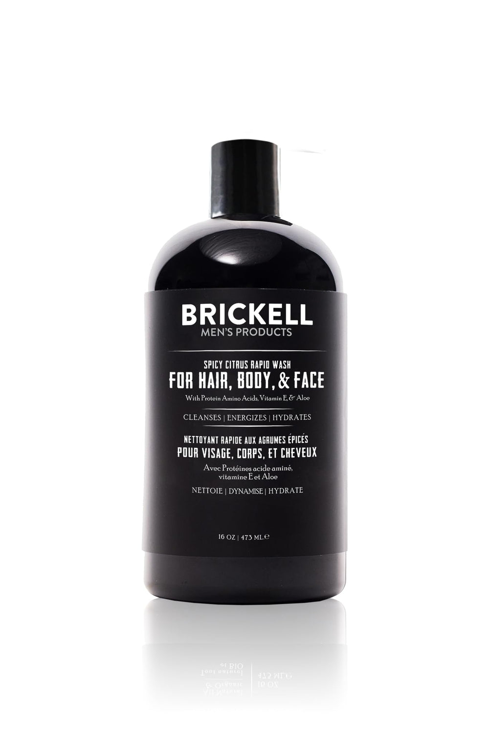 Bouteille Brickell Rapid Wash au parfum épicé citron, fraîcheur pour tout le corps.