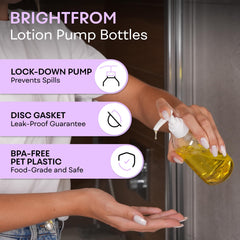 Bouteilles BRIGHTFROM 8oz blanc avec pompe, pratique et propre