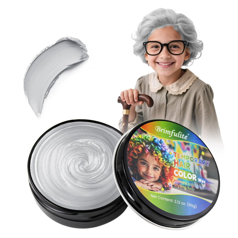 BRIMFULITE Cire argentée en bouteille, présentation pratique et couleur temporaire facile à appliquer pour enfants.
