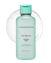 BRING GREEN Tea Tree CICA Toner, bouteille-pompe pour une application douce et hydratante.