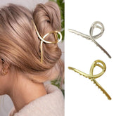 Brinie grande pince-cheveux dorée en métal, idéale pour cheveux épais.