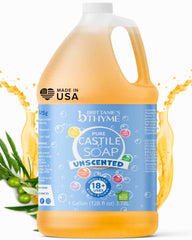 Savon liquide Brittanie's Thyme à l’huile d’olive, recharge 1 galon, usage polyvalent.