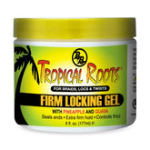 Bronner Bros Tropical Roots Gel montre la bouteille-170ml et une tenue durable.