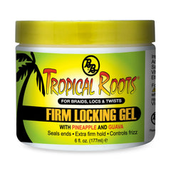 Bronner Bros Tropical Roots Gel montre la bouteille-170ml et une tenue durable.