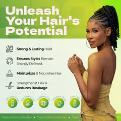 Bronner Bros Tropical Roots Gel – définition-nette pour locs et twists, coiffage durable.
