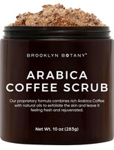 Brooklyn Botany Arabica Café Scrub – bouteille prête à exfolier et hydrater la peau du corps.