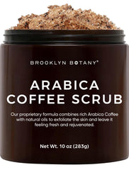 Brooklyn Botany Arabica Café Scrub – bouteille prête à exfolier et hydrater la peau du corps.