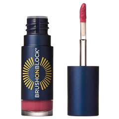 Brush On Block huile pour les lèvres SPF30 Peony photo-produit montrant flacon et couleur brillante