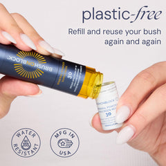 Brush On Block mineral sunscreen powder delivers sheer coverage with SPF 30.