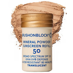 Brush On Block — Poudre minérale en remplissage pour protection solaire légère et naturelle.