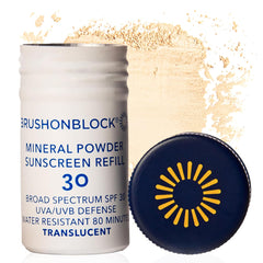 Brush On Block refill plastic-free packaging enables easy, eco-friendly sun protection on the go.
