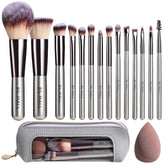 Ensemble BS-MALL pinceaux maquillage 14 pièces, pratique pour le voyage et l'application précise.
