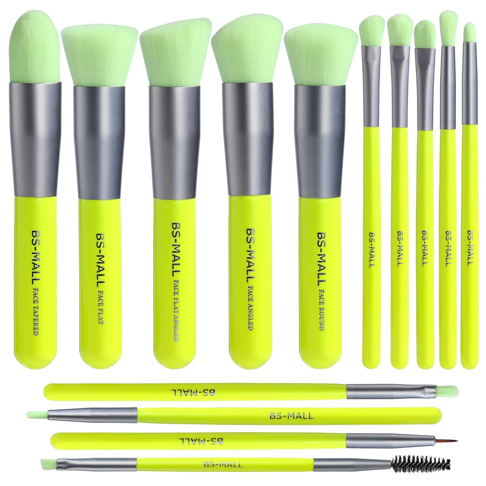Kit BS-MALL ensemble pinceaux maquillage 14 pièces avec finition rose doré pour une application fluide.