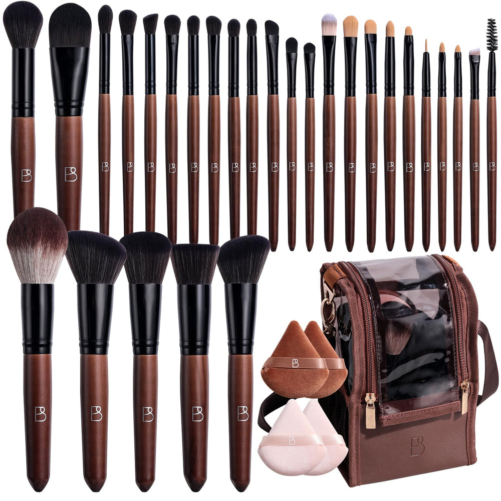 BS-MALL ensemble pinceaux maquillage 28 pièces avec trousse voyage, application fluide.