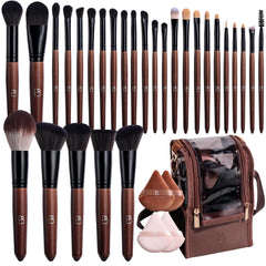 BS-MALL ensemble pinceaux maquillage 28 pièces avec trousse voyage, application fluide.
