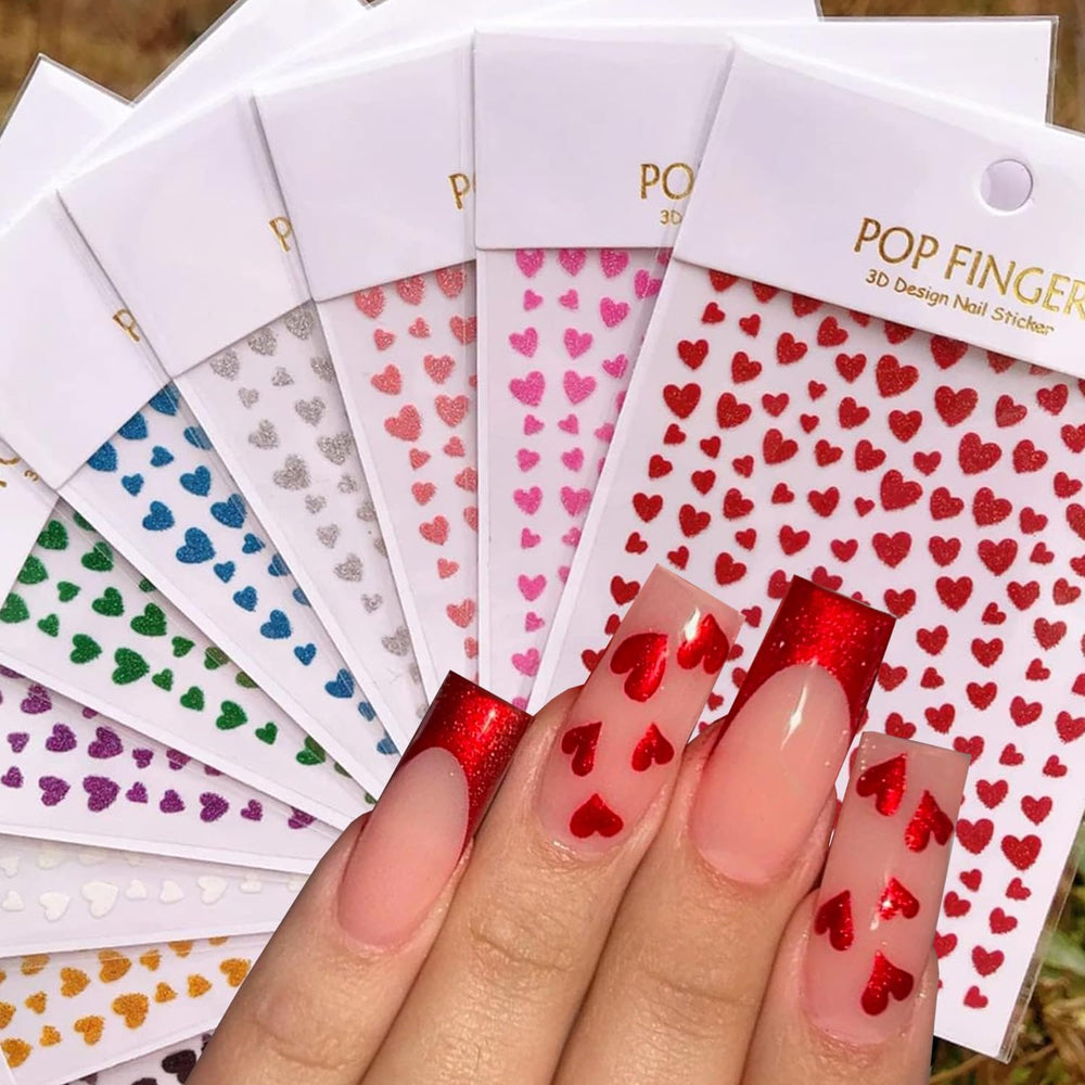 BSBTBZ autocollants coeurs ongles 3D brillants pour decoration rapide