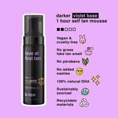 Application visage par B.TAN Violet Base Mousse, résultat uniforme.