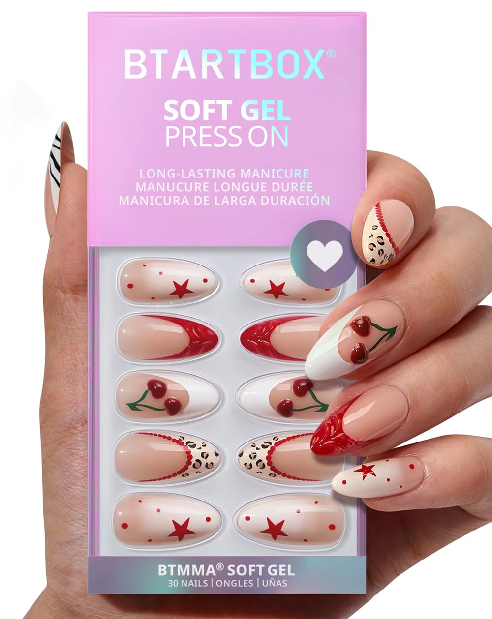 BTArtbox onglets Almond 3D cerise: look naturel et confort toute la journée