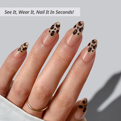 BTArtbox ongles adhésifs Almond Leopard Étincelant; allure chic et durable