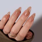 BTArtbox Ongles Almond avec lignes or 3D pour glamour durable
