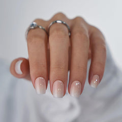BTArtbox ongles carrés ombrés vanille crème, étui pratique