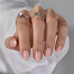 BTArtbox Ongles press on amandes or feuillet doré – ensemble complet pour une manucure durable