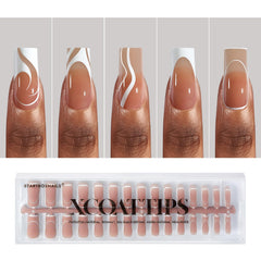 BTArtbox ongles press-on swirl français prédesignés pour une application rapide