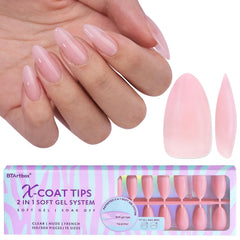 BTArtbox XCOATTIPS ensemble d'ongles matte rose prêt à poser pour un look naturel.