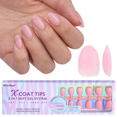 BTArtbox XCOATTIPS montre des ongles mats extra courts et roses, fini discret