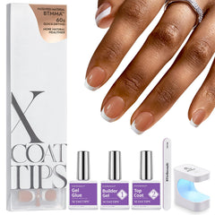 BTArtboxnails XCOATTIPS – ensemble d’ongles à la française prêt à poser à domicile.