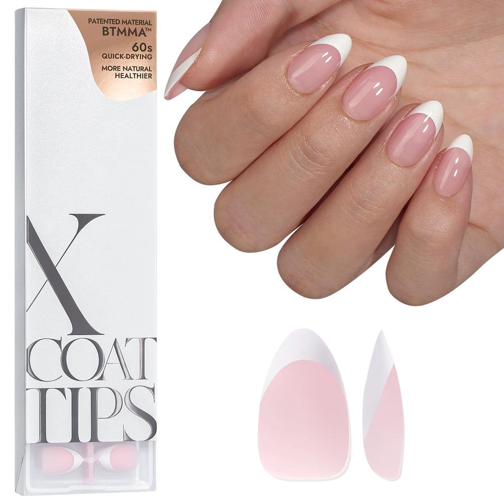 BTArtboxnails, ongles français press-on rose clair court amande, pose rapide et élégante.
