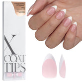 BTArtboxnails, ongles français press-on rose clair court amande, pose rapide et élégante.
