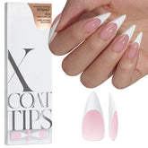 BTArtboxnails onglets long stiletto rose bord franc pour une manucure précise